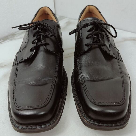 Ecco Men\'s Seattle Apron Tie Black Leather Oxford Dress Shoes, Sz 11